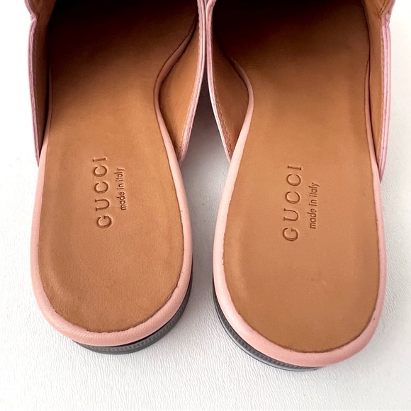 GUCCI | Light Pink Leather Princetown Horsebit Mules Slip On Loafers Flats 36 - Picture 5 of 11